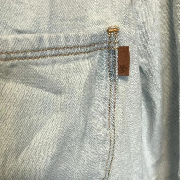 Timberland  light denim pearl snap button down shirt - Picture 4 of 7